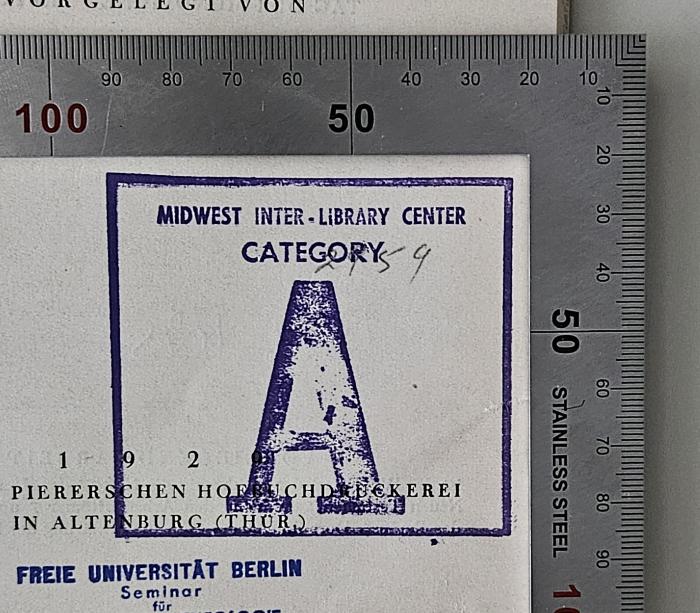 BC 7290 K95 : Das Subjekt des 7. Kapitels des Römerbriefes (1929);-, Stempel: Berufsangabe/Titel/Branche; 'Midwest Inter-Library Center
Category A'