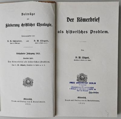 BC 7290 L948 R7 : Der Römerbrief als historisches Problem (1913)