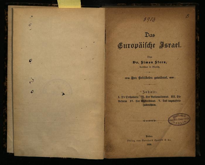 JUDT II 2418 : Das Europäische Israel (1889)