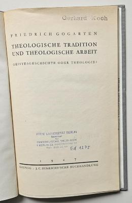 BH 2230 T391 : Theologische Tradition und theologische Arbeit (1927)