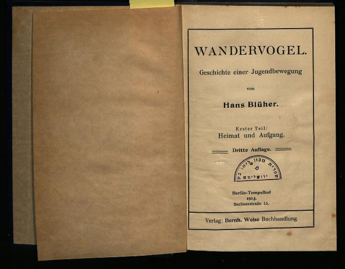 JUG I 3520A : Wandervogel. Geschichte einer Jugendbewegung (1913)