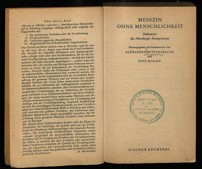 JUDVE II 01/344 : Medizin ohne Menschlichkeit (1949)