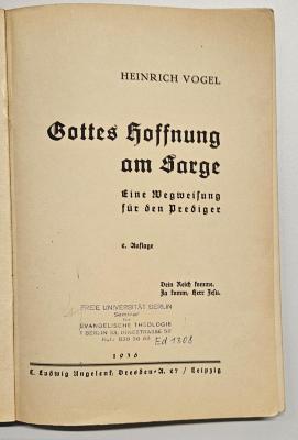 BV 4600 V878(2) : Gottes Hoffnung am Sarge (1936)