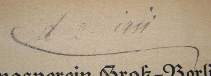 B 153 TempF 3: Tempelhofer Feld und Volkswohl : Eine zusammenfassende und kritische Betrachtung (1911);- (unbekannt), Von Hand: Signatur; 'd 2 1911'. 