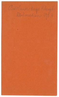 RaW 3;- (Baesecke, Elsa;Klingt, Hugo), Von Hand: Notiz, Datum, Name, Ortsangabe; 'Bildhauer Hugo Klingt
München 1904'. 