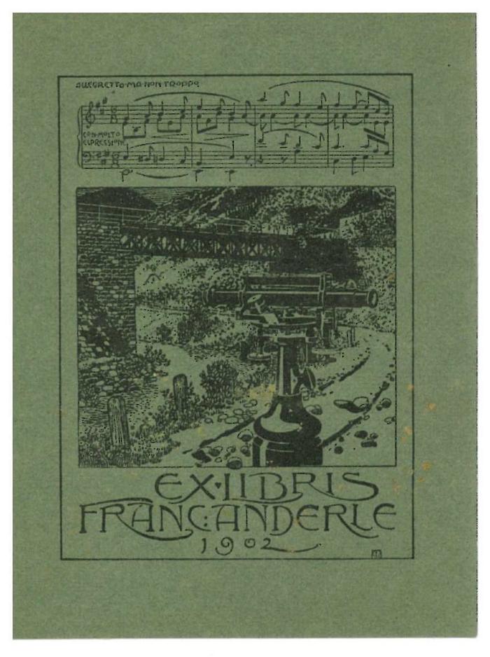 RaW 12;- (Anderle, Franz), Etikett: Exlibris, Abbildung, Datum, Name; 'Ex Libris 
Franc Anderle
1902

Allegretto ma non troppo
con molto espressione'.  (Prototyp)