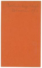 - (Baesecke, Elsa;Klingt, Hugo), Von Hand: Notiz, Datum, Name, Ortsangabe; 'Bildhauer Hugo Klingt
München 1904'. 