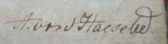 - (Haeseke[?], A. von), Von Hand: Autogramm, Name; 'A. von Haeseke'. 