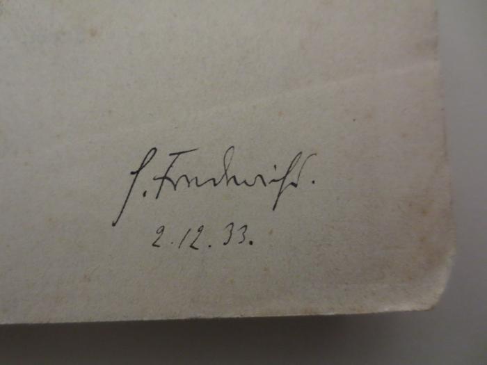 -, Von Hand: Autogramm; 'S. Fridrichs'