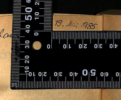 - (Steinbaum, Esther Anna), Von Hand: Datum; '19. Mai 1985'. 