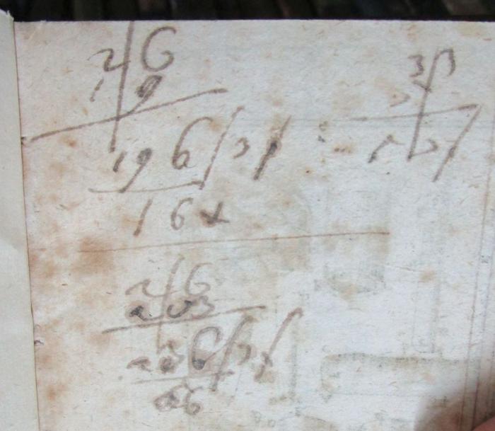  Kurzer Unterricht in der Rechenkunst und Meßkunst. Zum Gebrauche der Jugend. In zwey Theilen. Erster Theil, Die Rechenkunst. Zweyter Theil, Die Meßkunst. (1777);- (unbekannt), Von Hand: Notiz. 