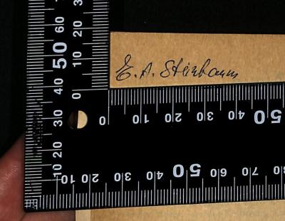 - (Steinbaum, Esther Anna), Von Hand: Name; 'E. A. Steinbaum'. 
