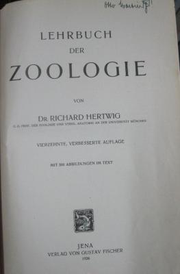 X 4170 ad Ers.: Lehrbuch der Zoologie (1924)