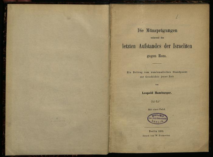 NU 2203 : Die Münzprögungen während des letzten Aufstandes der Israeliten gegen Rom. (1892)