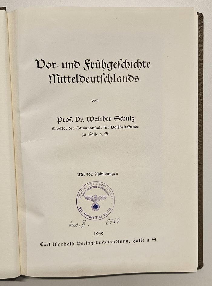 NF 1300 S389 : Vor- und Frühgeschichte Mitteldeutschlands (1939)