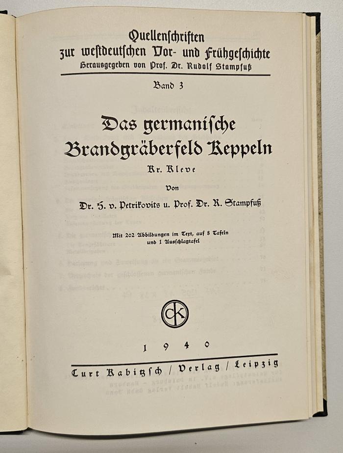 NF 1305 N8 K38 P4 : Das germanische Brandgräberfeld Keppeln, Kr. Kleve (1940)