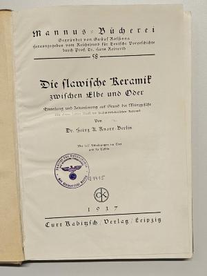 NF 1270 K72 : Die slawische Keramik zwischen Elbe und Oder (1937)