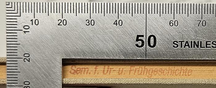 NF 1230 S388 G3(2) : Das germanische Haus in vorgeschichtlicher Zeit (1923);- (Freie Universität Berlin), Stempel: Berufsangabe/Titel/Branche; 'Seminar. F. Ur- u. Frühgeschichte'. 