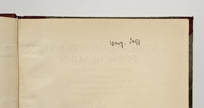 NF 1680 R9 S382 : Die Stein- und Kupferzeit Siebenbürgens (1933);-, Von Hand: Autogramm, Name; '[Harry. Saft][?]'