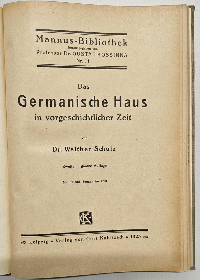 NF 1230 S388 G3(2) : Das germanische Haus in vorgeschichtlicher Zeit (1923)