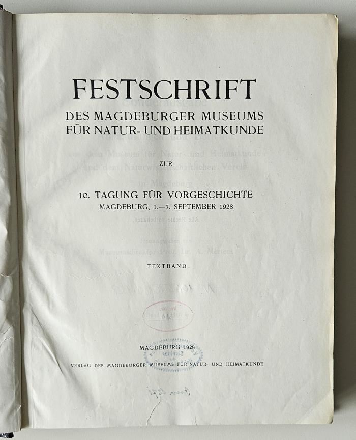 NF 1063 M189.1928 : Festschrift des Magdeburger Museums für Natur- und Heimatkunde (1928)