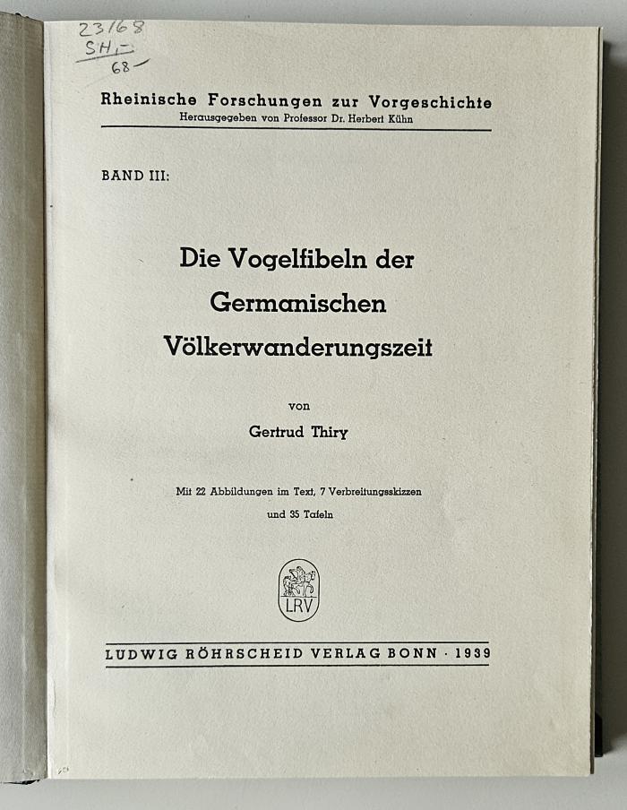 NF 5730 T447 : Die Vogelfibeln der germanischen Völkerwanderungszeit (1939)