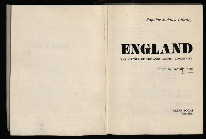 ENG II 99/428 : England, the history of the Anglo-Jewish Community (1978)