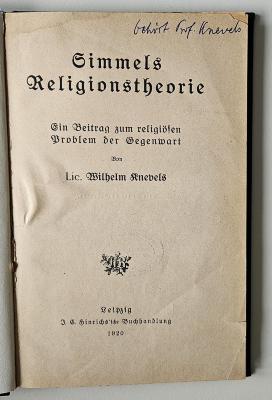 MQ 3765 Z100 K68 : Simmels Religionstheorie (1920)