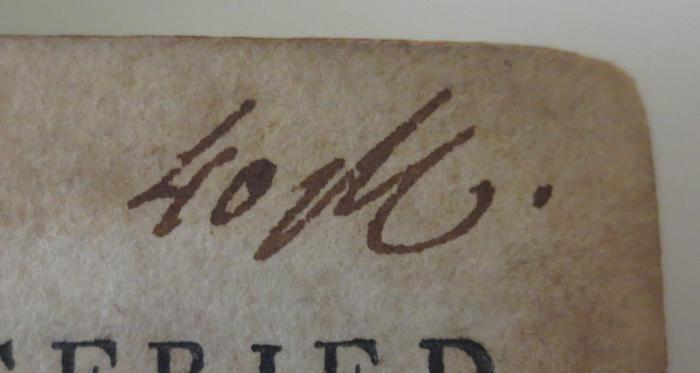  De ossibus corporis humani (1746);- (unbekannt), Von Hand: Nummer, Preis; '40 M.'. 