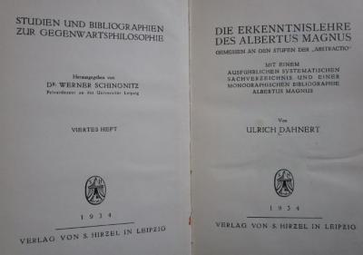Hk 411: Die Erkenntnislehre des Albertus Magnus gemessen an den Stufen der "Abstractio" (1934)