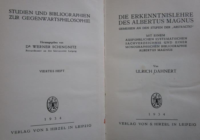 Hk 411: Die Erkenntnislehre des Albertus Magnus gemessen an den Stufen der "Abstractio" (1934)