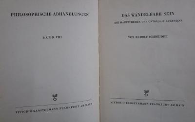Hk 348 2.Ex.: Das Wandelbare Sein : Die Hauptthemen der Ontologie Augustins (1938)