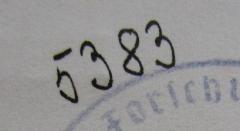 - (Ausland-Hochschule (Berlin). Bibliothek), Von Hand: Nummer, Signatur; '5383'. 