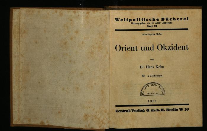 GE II 3660 : Orient und Okzident (1931)