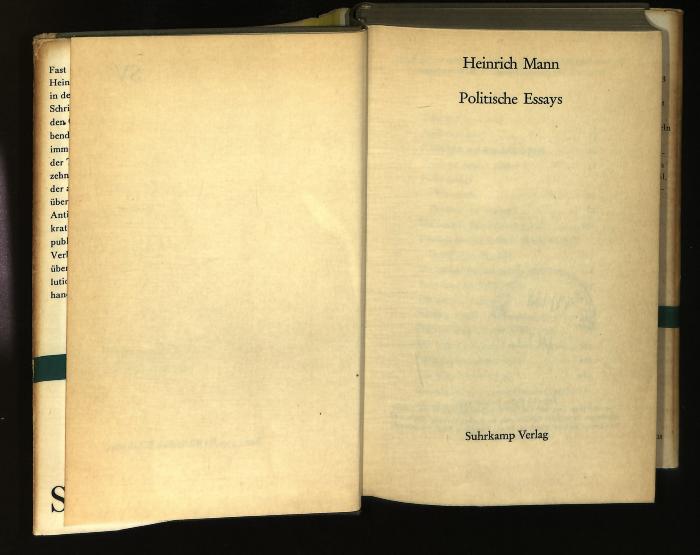 PO I 99/138 : Politische Essays (1968)