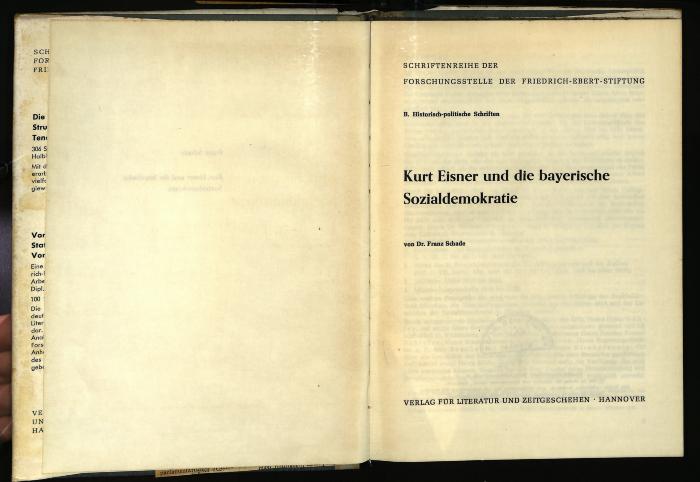 PO II 94/5 : Kurt Eisner und die bayerische Sozialdemokratie (1961)
