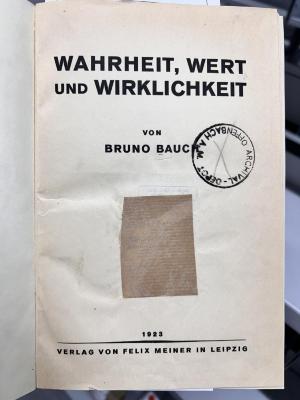 00/10954 : Wahrheit, Wert und Wirklichkeit (1923)