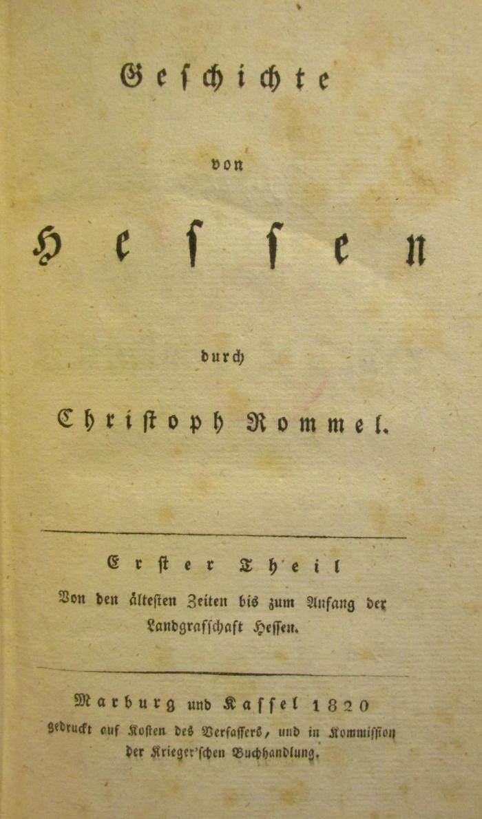 I 24752 1-8 2.Ex.: Geschichte von Hessen / Neuere Geschichte von Hessen (1820-1843)