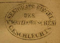 - (Watzdorf, Familie), Stempel: Name; 'Seniorats-Siegel des V. Watzdorfschen Geschlechts'.  (Prototyp)
