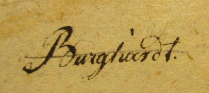 III 27150 b: Horazens Oden (1818);- (Burghardt, [?]), Von Hand: Autogramm, Name; 'Burghardt.'. 