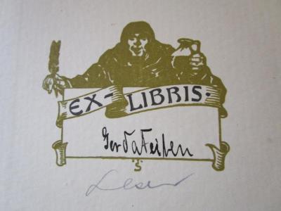 - (Feiben, Gerda;Leser, Walter), Von Hand: Abbildung, Autogramm, Exlibris; 'Gerda Feiben
Leser'. 
