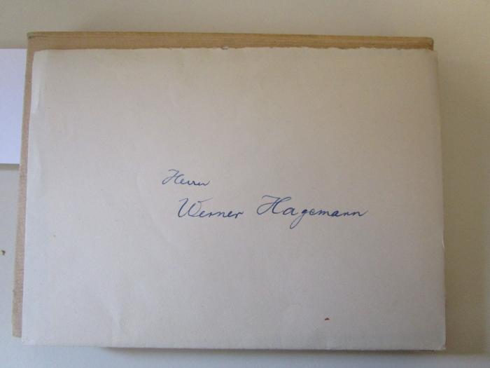 - (Leser, Walter;Hagemann, Werner), Post: Autogramm; 'Herrn Werner Hagemann
Abs. Leser'. 