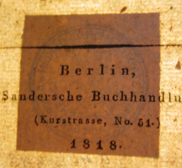 III 27150 b: Horazens Oden (1818);- (unbekannt), Stempel: . 