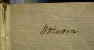 II 18535 16: Taschenbuch der Reisen oder unterhaltende Darstellung der Entdeckungen des 18ten Jahrhunderts. Sechzehntes Bändchen (1815);- ([...]on), Von Hand: Autogramm, Name; '[...]on'. 