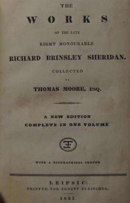 Cq 2000: The works of the late right honourable Richard Brinsley Sheridan (1833)