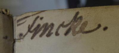 Ct 1430: La Henriade, poème en dix chants, avec les notes et les variantes (1829);- (Fincke, [?]), Von Hand: Autogramm, Name; 'Fincke.'. 
