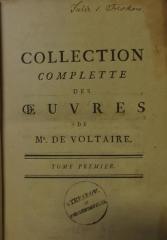 Ct 1903 1: Collection complete des oevres de Mr. de Voltaire. Tome premier (o.J.)