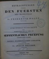 Fb 800: Betrachtungen ueber den Fuersten des Machiavelli (1828)