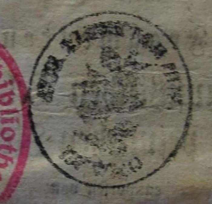 Ei 943: Fragmente des Lausitzischen Privatrechts nebst einigen Fragmenten des Lausitzischen Lehnrechts und peinlichen Rechts (1779);- (unbekannt), Stempel: ; '[...]'. 