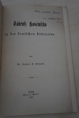 1935 A 4511 : Tadeusz Kościuszko in der deutschen Litteratur (1898)